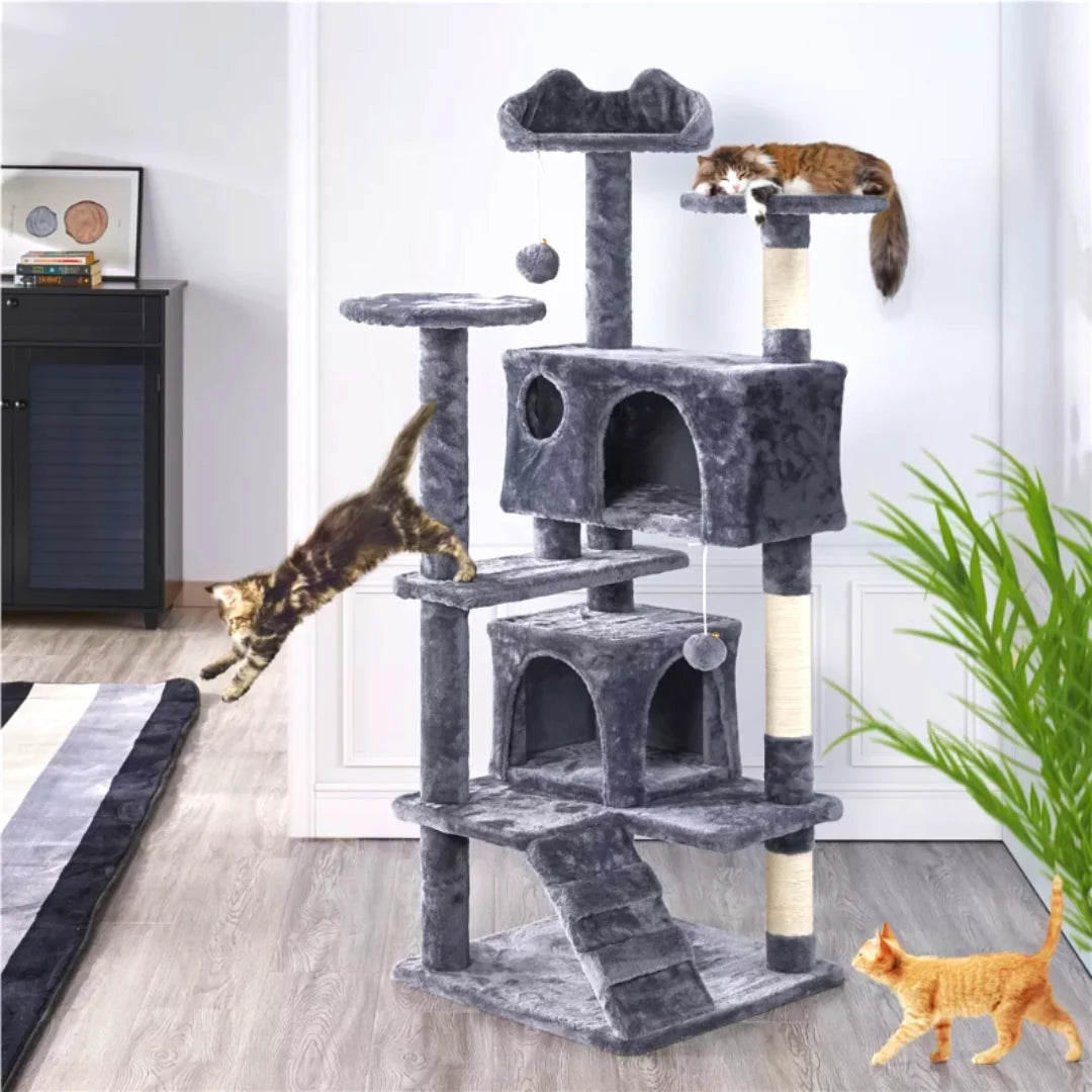 DreamyPaws Feline Oasis™ - Dark Gray Scratching Post Tower