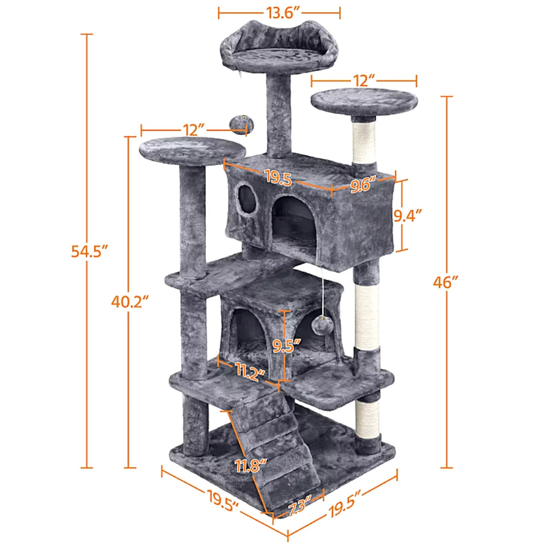DreamyPaws Feline Oasis™ - Dark Gray Scratching Post Tower