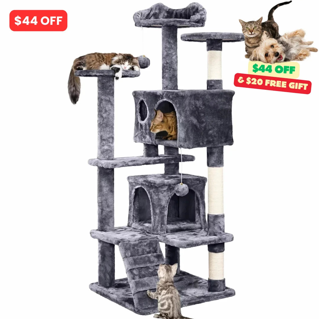 Dark Gray Scratching Post Tower - Cat niche product